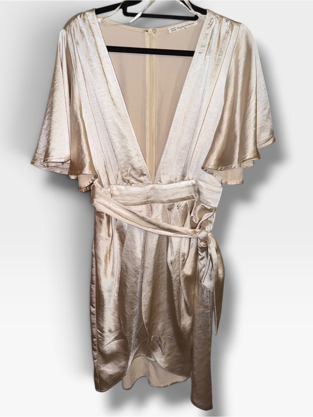 Here Comes The Sun Silky Champagne Wrap Dress -